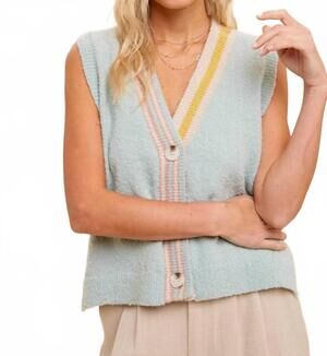 NEW HEM & THREAD mal soft sweater vest in blue